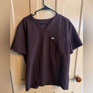 Women's Dark Brown Short Sleeve Scrub Top